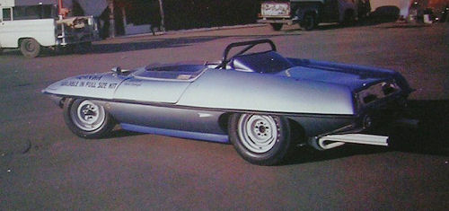 This is a rare color photo of the sports racing version of the AMT Piranha.